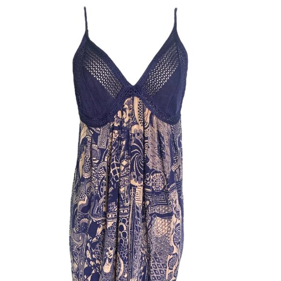 Jean Paul Gaultier Maille Femme Dress Crochet Tattoo Dress Size L Blue White JPG - Picture 5 of 14